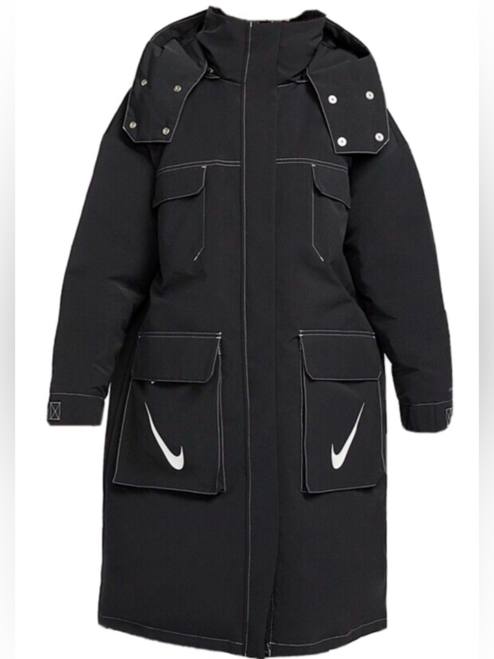 Parka Down Coat Swoosh Logo Hooded Long Insulated Oversized Jacket